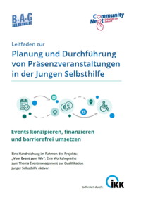 Cover des Leitfadens zur Planung und Durchführung von Präsenzveranstaltungen in der Jungen Selbsthilfe