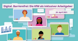 Grafik symbolisiert eine Videokonferenz als Einladung zu Recruitingevent der KfW Bank