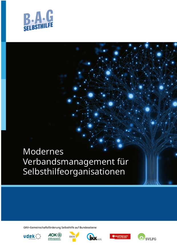 Cover des Leitfadens „Modernes Verbandsmanagement für Selbsthilfeorganisationen“