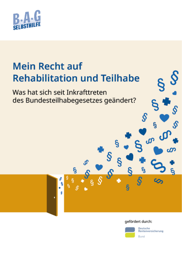 Cover der Broschüre "Mein Recht auf Rehabilitation und Teilhabe"