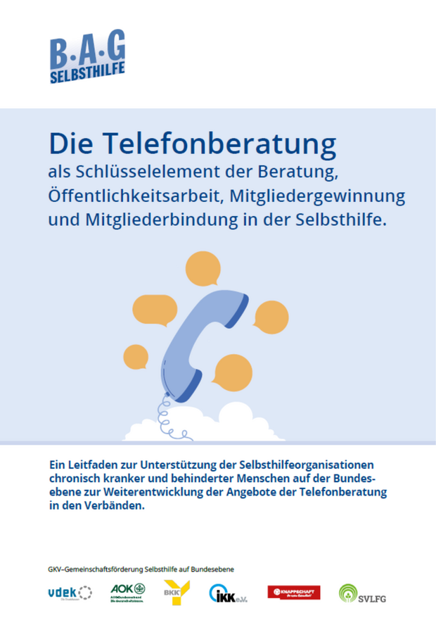Cover des Leitfaden „Telefonberatung als Schlüsselelement der Selbsthilfe“